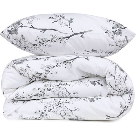 Funda nórdica, funda nórdica, ropa de cama Set 100% Algodón Blanco Verde (1/5)