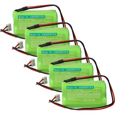vhbw 5x batería reemplaza ABM NIMHHT4820Q para vía de evacuación (2000 mAh, 4,8 V, NiMH)