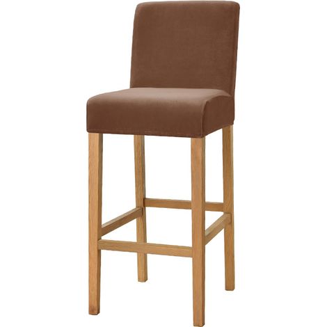 Dunkelbraunes Set mit 1 Jacquard-Stretch-Barhockerbezug für Thekenheise (1/5)