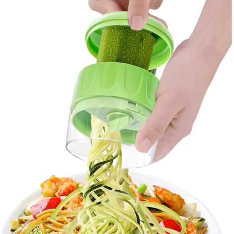Spiraliseur à Légumes Manuel - 1 Pièce - ABS et Acier Inoxydable - Découpe Réglable pour Nouilles - Cuisine Saine et Régime - Compact Vert (1/5)