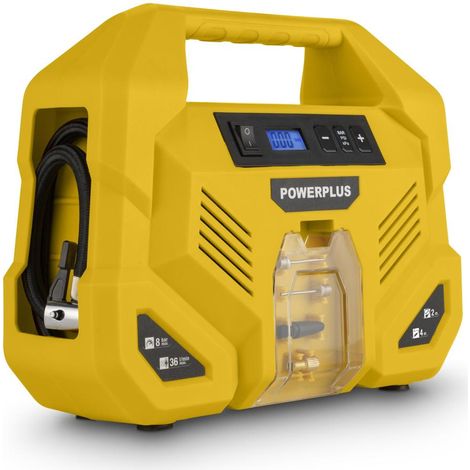 Powerplus Compresseur électrique POWX1707 – Compresseur d’air sans huile 120 W – 8 bar – 36,5 L/min – avec 6 accessoires