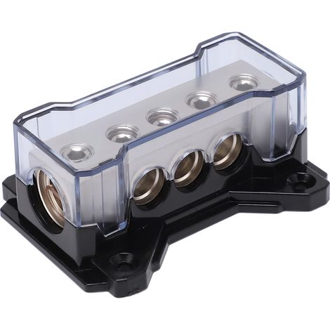 GARRYFIZH Bloc de distribution électrique universel en alliage de zinc chromé, entrée 0GA, sortie 4GA, pour autoradio
