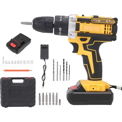 21V Impact Driver Kit Cordless Drill 3in1 Power Tools 35N.m Max. Torque 1280RPM Stepless Speed Control Support Φ10mm Drilling with 2 Batteries LED Work Light Handheld Electric Screwdriver EU Plug 110-