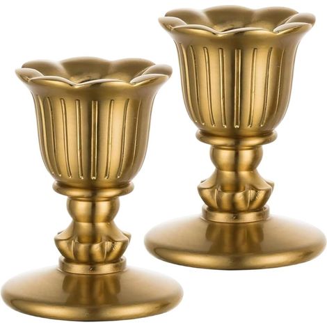 Juego de 2 portavelas de resina, portavelas decorativos, decoración vintage, para el hogar, bodas, fiestas y otras ocasiones. (1/5)