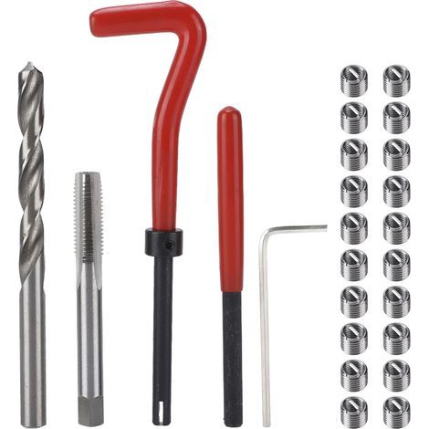 Thread Repair Kit M8x1.25mm Screw Coil Inserts Twist Bit Hex Wrench Tapping Drilling Tool Set (1/4)