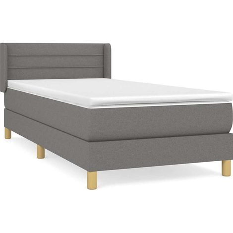 Maison Exclusive - Sommier à lattes de lit avec matelas Gris foncé 80x200 cm Tissu (1/5)