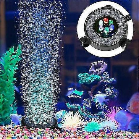 Éclairage LED pour aquarium, pompe à bulles, disque à air rond à changement de couleur (1/5)