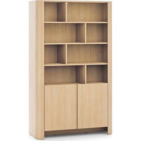 Bibliothèque, Chêne Vicenza, 103 x 39 x 170 cm Meuble moderne aux bords arrondis (1/5)