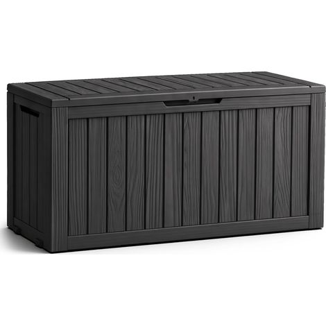 Arcón de jardín impermeable 272L contenedor exterior balcón terraza plástico polipropileno negro
