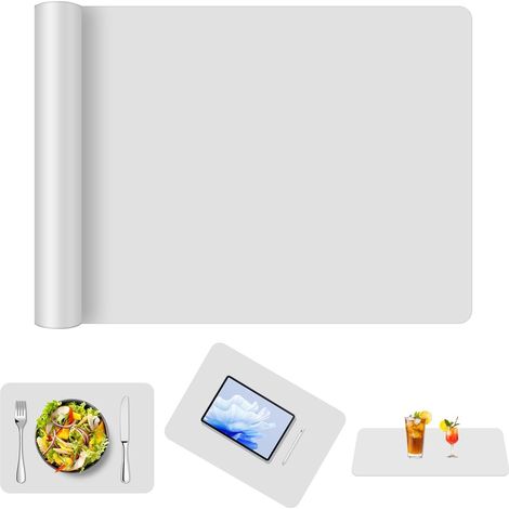 Tapis de Cuisson en Silicone, Tapis à Pâtisserie Antidérapant, Résistant à la Chaleur, 60 x 40 cm, pour Étaler la pâte, Fondant, Pâtisserie, Moulage de Bijoux, Peinture (Gris Clair) (1/5)