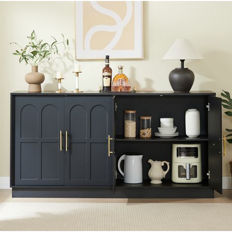 Credenza contenitore 169 x 40 x 80 cm nero in MDF DESVIAE (1/5)