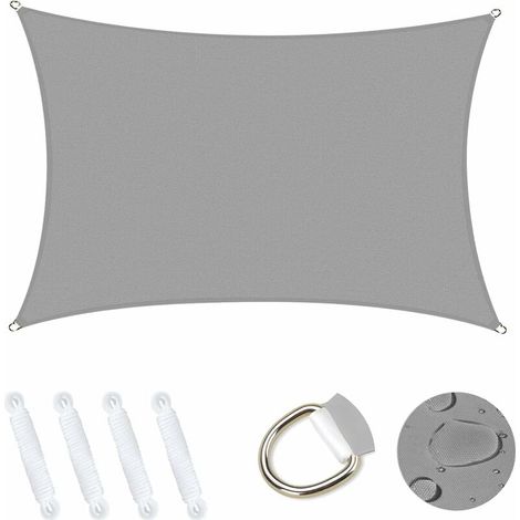 Vela parasole rettangolare 2x3m, riparo da giardino, protezione solare al 95% dai raggi UV, impermeabile, resistente, per esterni, patio, giardino, cortile, campeggio, piscina - grigio (1/4)