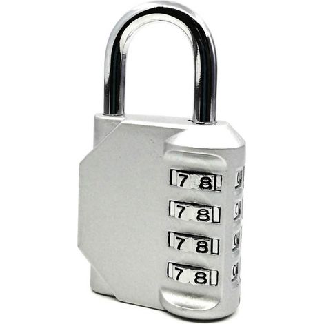 Cadenas à combinaison mécanique 4 chiffres en alliage de zinc robuste et sécurisé pour armoire boîte à outils argenté (1/5)