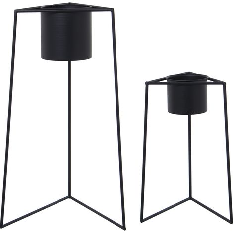 Spiel 2 Black Metal Pflanzer 25x22x50+34x29x60cmpour alle Stile, um dem Haus eine Note zu verleihen (1/4)