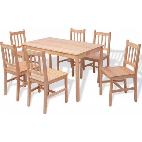 Set da Pranzo 7 pz in Legno di Pino vidaXL