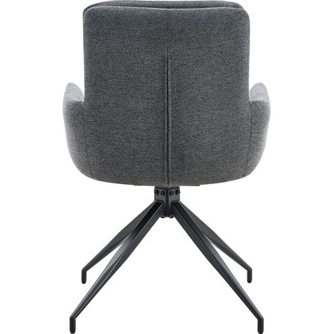 [Lot de 2] Chaise pivotante européenne au style luxe léger: tissu lin gris foncé + pieds métalliques noirs, rotation silencieuse à 360°, lot de 2 pour salle à manger / espaces de détente. (1/5)