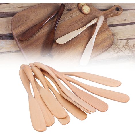 Japanisches Marmeladenmesser, Buttermesser, Kuchenmesser, Gebäck- und Brotmesser, Besteck, natürliche Holzfarbe. (1/5)