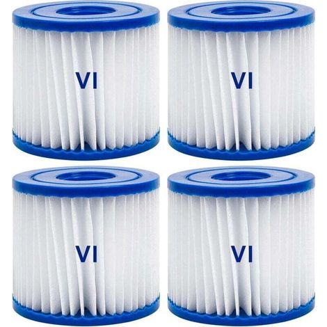 4er-Packung Typ VI Spa-Filter, 79 mm x 105 mm Filterkartuschen. Effektive Filtration für Bestway Lay-Z-Spa.