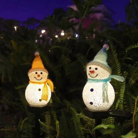 Solarbetriebene Schneemann-Gartenleuchte, Schneemann-Weihnachtsmann-Dekoration, solarbetriebene Gartenwegleuchte für Terrasse