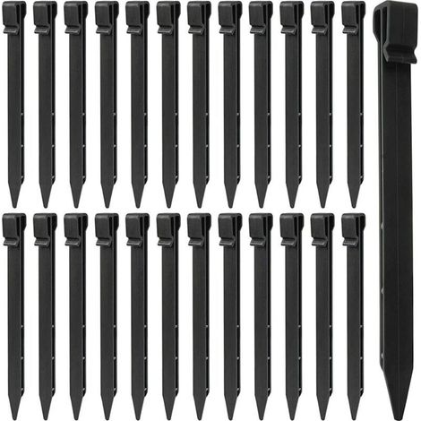LATERN 25 Pièces Piquets de Sol en Plastique, 25CM Piquets de Bordure de Paysage Robustes Piquets de Tente Pointes d'ancrage pour Tentes Planche Terrasse Bordure Pelouse Jardin Extérieur (Noir) (1/4)
