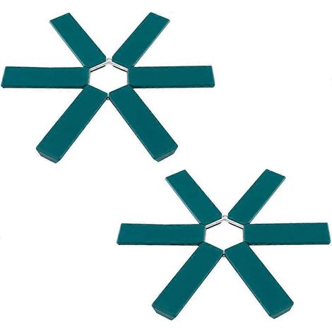 Lot de dessous de plat pliables et antidérapants résistants à la chaleur pour poêles, plats et assiettes chaudes (vert) (1/4)