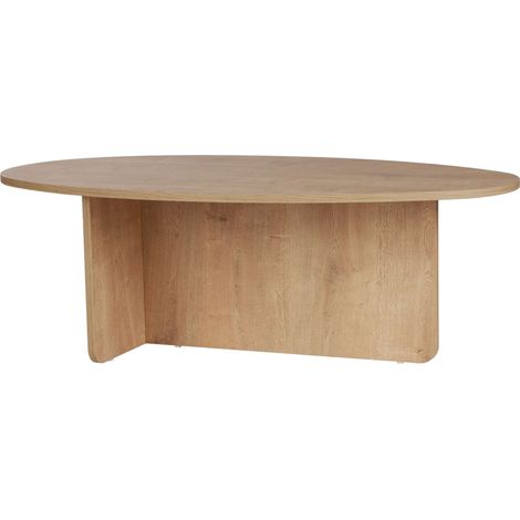 Asir Group Llc – Table basse organique en bois mélaminé 120x65cm – Plateau forme goutte – Piètement en T – Hauteur 40cm pour salon spacieux (1/5)