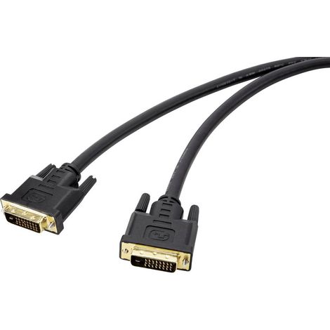 Câble de raccordement Renkforce DVI Fiche mâle DVI-D 24+1 pôles, Fiche mâle DVI-D 24+1 pôles 7.50 m noir RF-4680662 contacts dorés Câble DVI Y172292 (1/3)