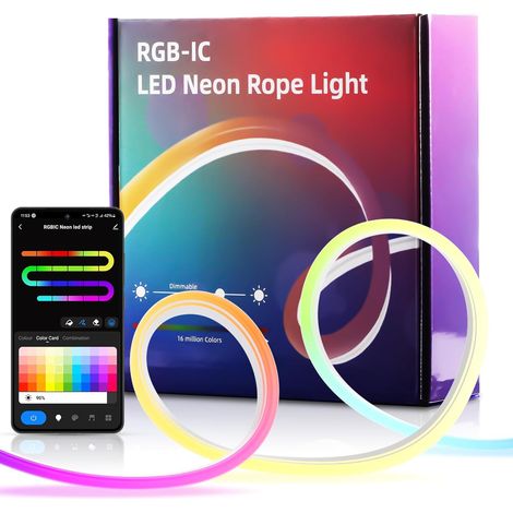 LED Neon Strip 5M RGB IC LED Strip WiFi Tube for Wall, Outdoor Strip, App Control, Music Sync for Playroom Decoration (1/5)