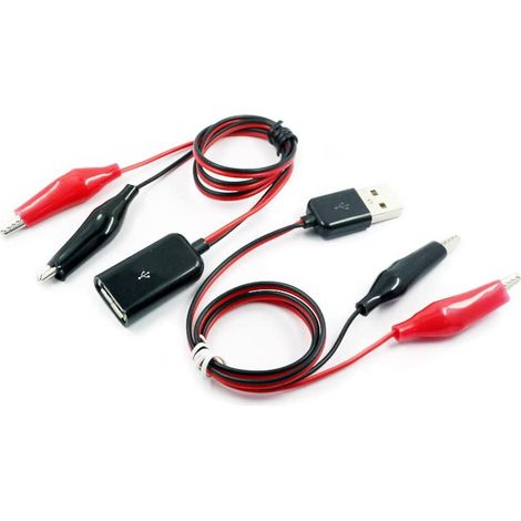2 pièces pince Crocodile fils pinces de batterie fil multimètre pinces Crocodile pince crocodile vers USB mâle femelle adaptateur de prise (1/5)