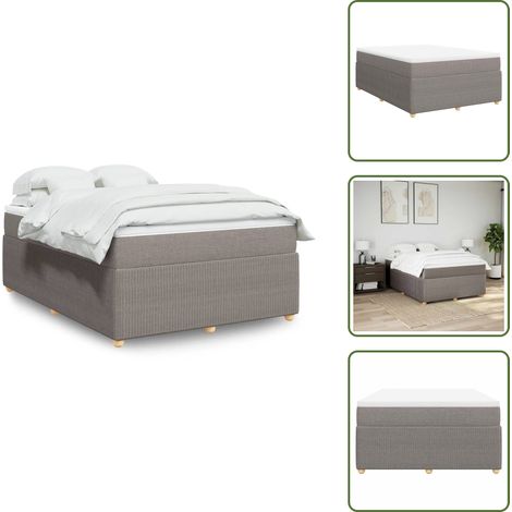 vidaXL Sommier à lattes de lit avec matelas Taupe 140x200 cm Tissu