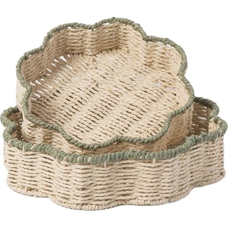 Plateau de service tissé, panier de rangement en rotin, panier à fruits festonné, panier de service élégant, plateau de rangement polyvalent, plateau de rangement en rotin tissé, plateau de rangeme (1/5)