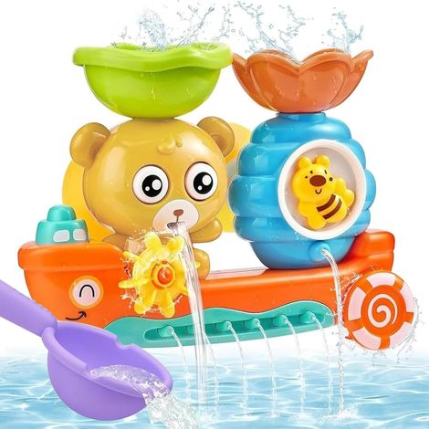 Babybadespielzeug, Badespielzeug für Kinder von 1 bis 4 Jahren, Badespielzeug mit Löffel, Dusch- und Schwimmspielzeug für Neugeborene (1/5)