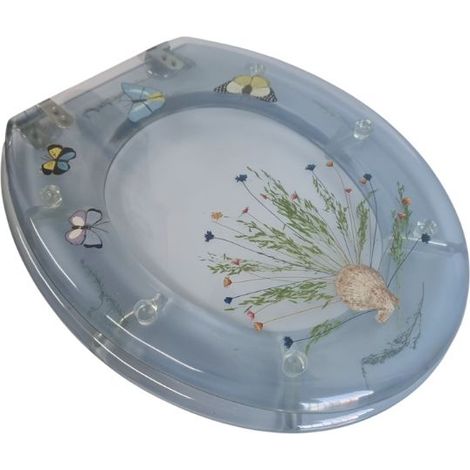 Copriwater decoro Floreale in resina trasparente forma universale (1/4)