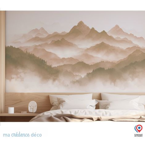 Papier peint : Montagne et aquarelle - Intissé - L.400 x H.280 cm - Beige orange (1/5)