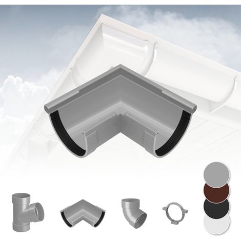 Sistema di grondaie - 90mm in plastica PVC, selezione di componenti - RainWay 90: Grigio, Angolo esterno 90