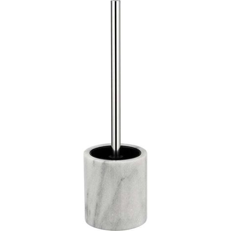 Brosse WC Onyx, brosse WC noire et manche chromé, Marbre, Ø10x41 cm, Gris (1/3)