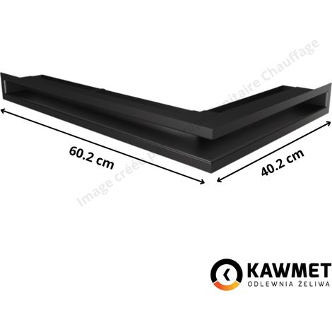 Grille de ventilation angle à gauche 60x600x400 Loft Angle KAWMET - Couleur Noir