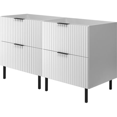 Mobile lavabo, Bianco + maniglia nera, 120 (2 x 60 cm) x 77 x 46 cm, senza piano di lavoro, piedi neri (1/5)