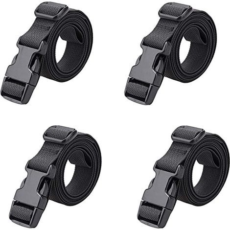 4 pièces Sangle à Boucle Rapide 25 mm Sangle Valise Petite Sangle à Cliquet Plastique pour Arrimage Bagage Fixation Déménagement (Noir - 25 mm, 1.8 m)