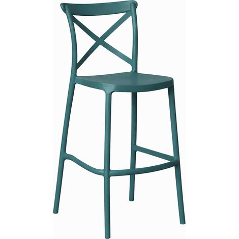 Sgabello da bar in plastica polipropilene verde petrolio sprint h 75 cm