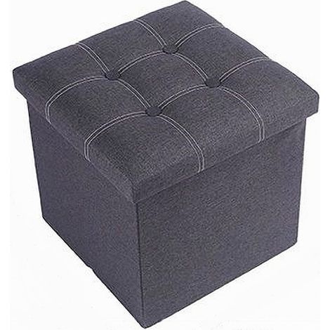 Cleafe - Pouff Puff Pouf Contenitore Imbottito Portaoggetti Seduta Grigio 38x38x35cm 79424 - (1/2)