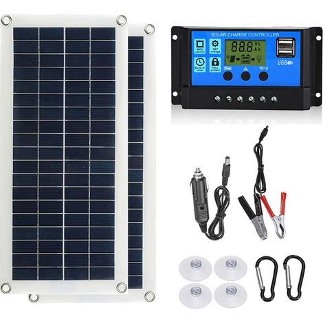 40w 18v Kit Solaire 2pcs Panneaux Solaires Flexibles, Panneaux solaires monocristallins avec contrôleur Solaire MPPT, pour Bateau, Voiture, Caravane,30a mppt Controller [Energy Class A] (1/5)