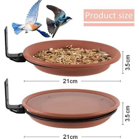 Bain D Oiseaux - Résine Plastique - Extérieur Suspendu - Diamètre 21 Cm - 2 Pièces (1/4)