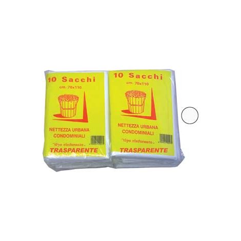 SACCO CONDOMINIALE RINFORZATO TRASPARENTE PZ.10- - cm.70x110 gr.75 - 10 confezione CP