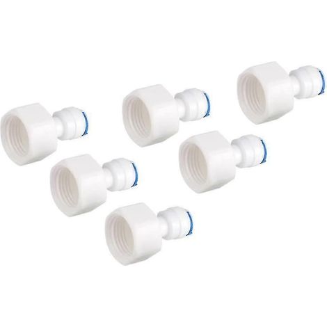 Ensemble d'accessoires de 6 pièces pour filtres à eau : raccord rapide (filetage femelle) de 1/4" de diamètre extérieur pour tuyau de 1/4" de diamètre extérieur, destiné aux filtres à eau par osmose i (1/5)