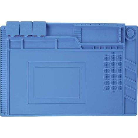 – Tapis de soudage en silicone antistatique 450x300mm – Résistant jusqu'à 500 °C – Flexible et antidérapant – Compartiments intégrés (1/5)