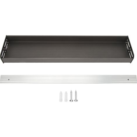 Abnehmbares, wandmontiertes Gewürzregal – Abnehmbares, hängendes Aluminium-Gewürzregal – 60 cm, grau – Organizer für Küche und Bad (1/5)