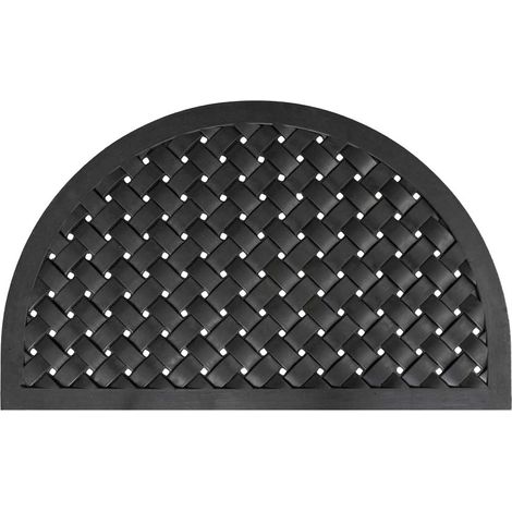 Tapis d'entrée en caoutchouc tressé semi-circulaire - 56 x 91 cm