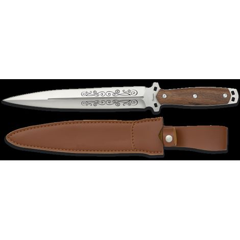 Couteau de cuisine avec manche en bois – Étui en cuir inclus – Pour préparation des aliments – Poids 0,286 kg – Martinez Albainox