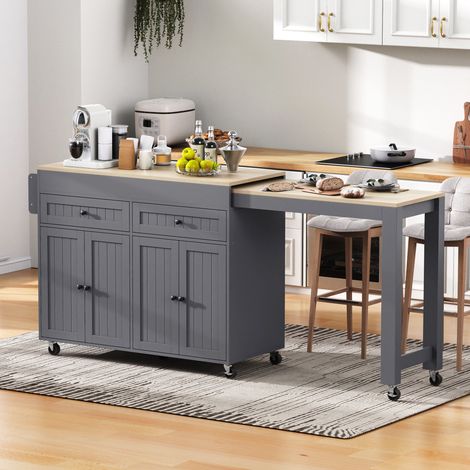 tavolo cucina allungabile su ruote MDF grigio naturale OKMYHOME (1/5)